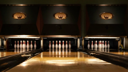 The very slick, cool bowling lanes at Bloomsbury Lanes in London