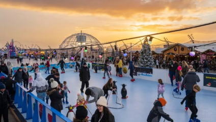 The ice rink at Christmas by the Sea village in Blackpool