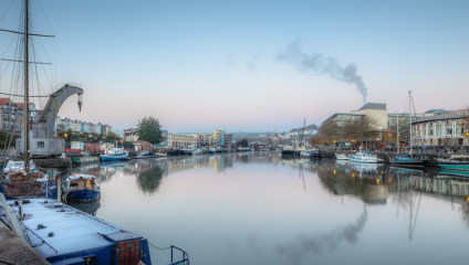 The floating harbour of Bristol on a wintery day