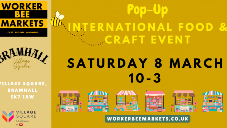 A promotional poster for the Bramhall Pop-up International Food & Craft Event