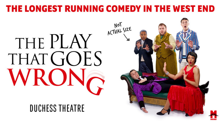 image of the cast of The Play That Goes Wrong at the Duchess Theatre, London