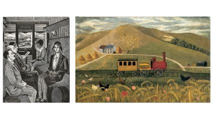 Tirzah Garwood, Train Journey, 1929, wood engraving. Private collection. Tirzah Garwood,
Etna, 1944, oil on canvas. Images courtesy of Fleece Press.