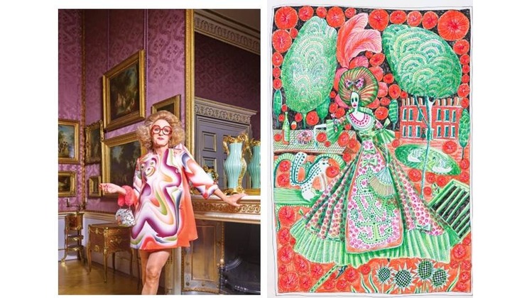 Photo: Grayson Perry ©️ Richard Ansett, shot exclusively for the Wallace Collection, London
Grayson Perry and Untitled Drawing, 2024, 42 x 30 cm, 16 1/2 x 11 3/4 in © Grayson Perry. Courtesy the artist and Victoria Miro