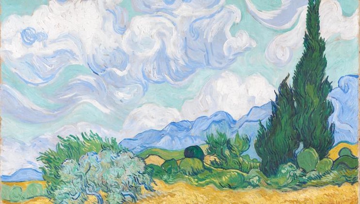 Image: Detail from Vincent van Gogh, 'A Wheatfield, with Cypresses', 1889